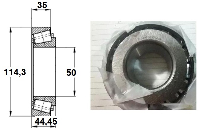 Подшипник ступичный передний наружный TR5011444(50KW02A) DW BS106  d50*114.5 h35 (NSK)