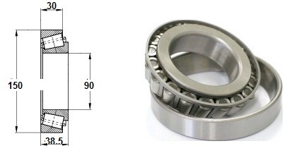 Подшипник ступичный задний наружний 181504 (TR 9015038) TR/MMC/HYUNDAI-KIA № 03453-58000, MH043113, 52710-79110, 52753-79110 d90*150 h30 Япония